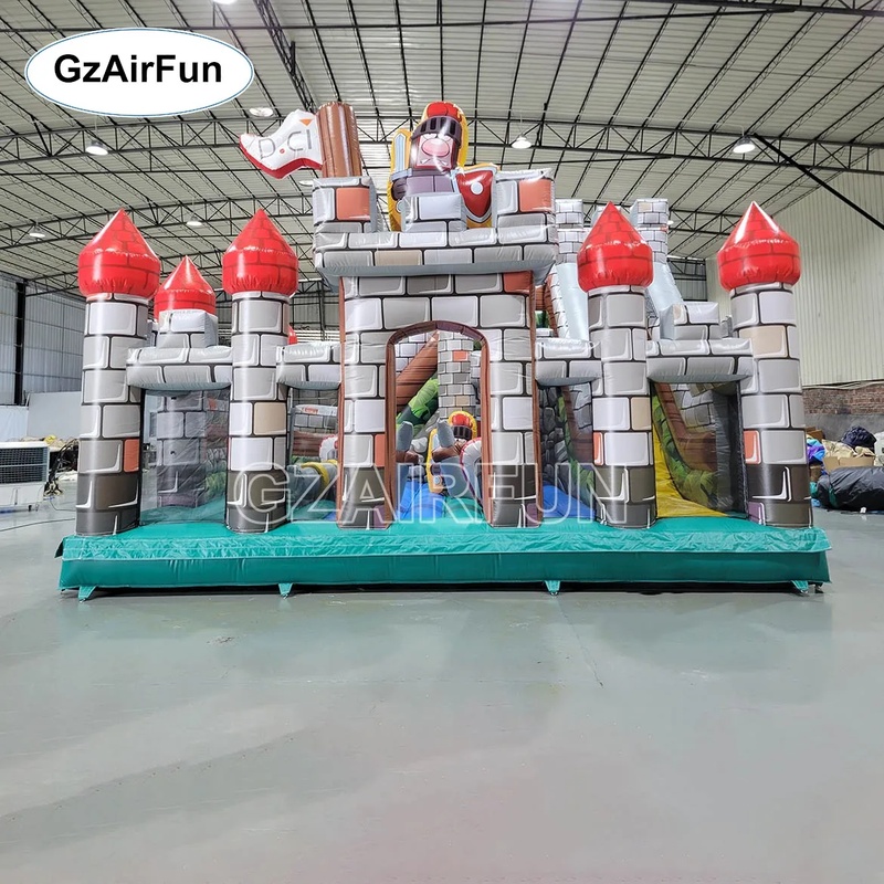 Kids Outdoor Obstacle Course Equipment - Commercial PVC Knight Castle Inflatable Bounce