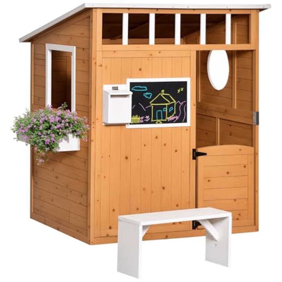 Kids Outdoor Bench - Outdoor Wooden Playhouse For Kids With
