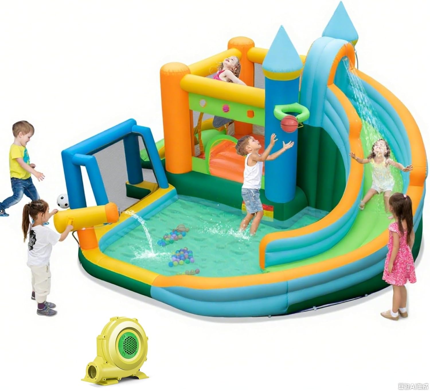 Kids Outdoor Gifts - 9-in-1 Inflatable Water Slide Bounce House