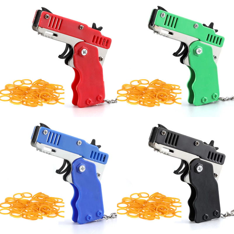 Kids Outdoor Games For Party - Mini Keychain Rubber Band Gun Toy