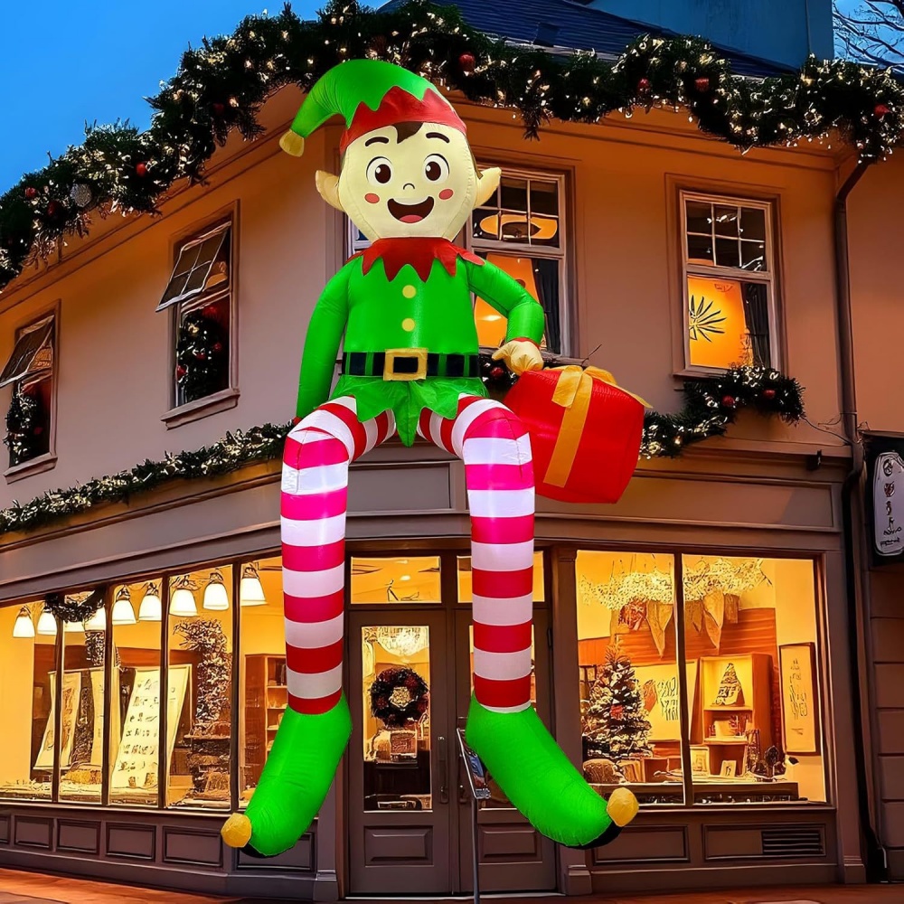 Kids Outdoor Gifts - 8FT Christmas Inflatables Sitting Elf Decoration