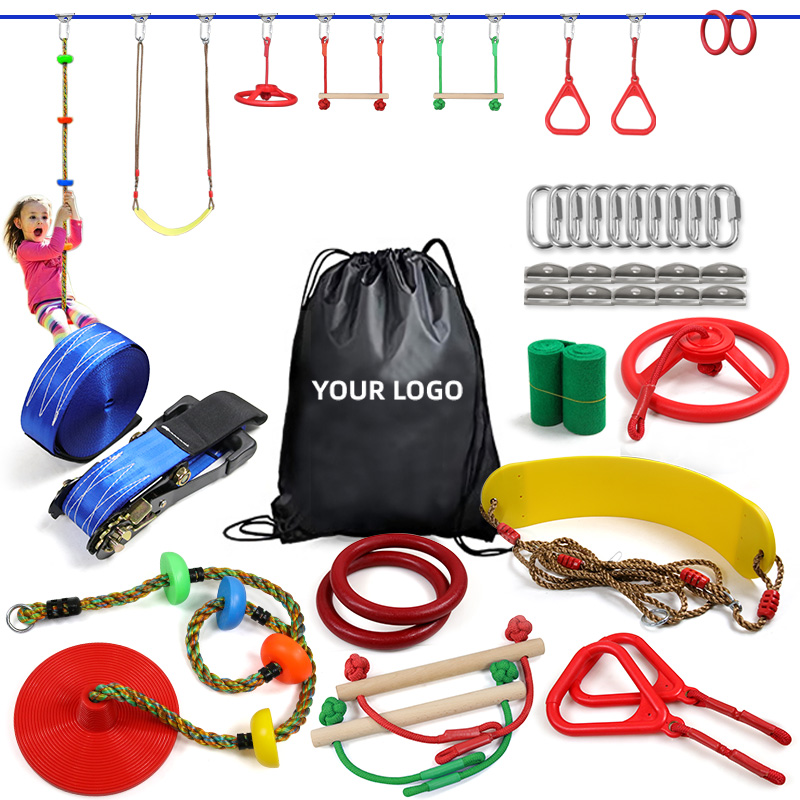 Kids Outdoor Ninja Warrior Course - Outdoor Play Slackline Ninja Warrior Obstacle