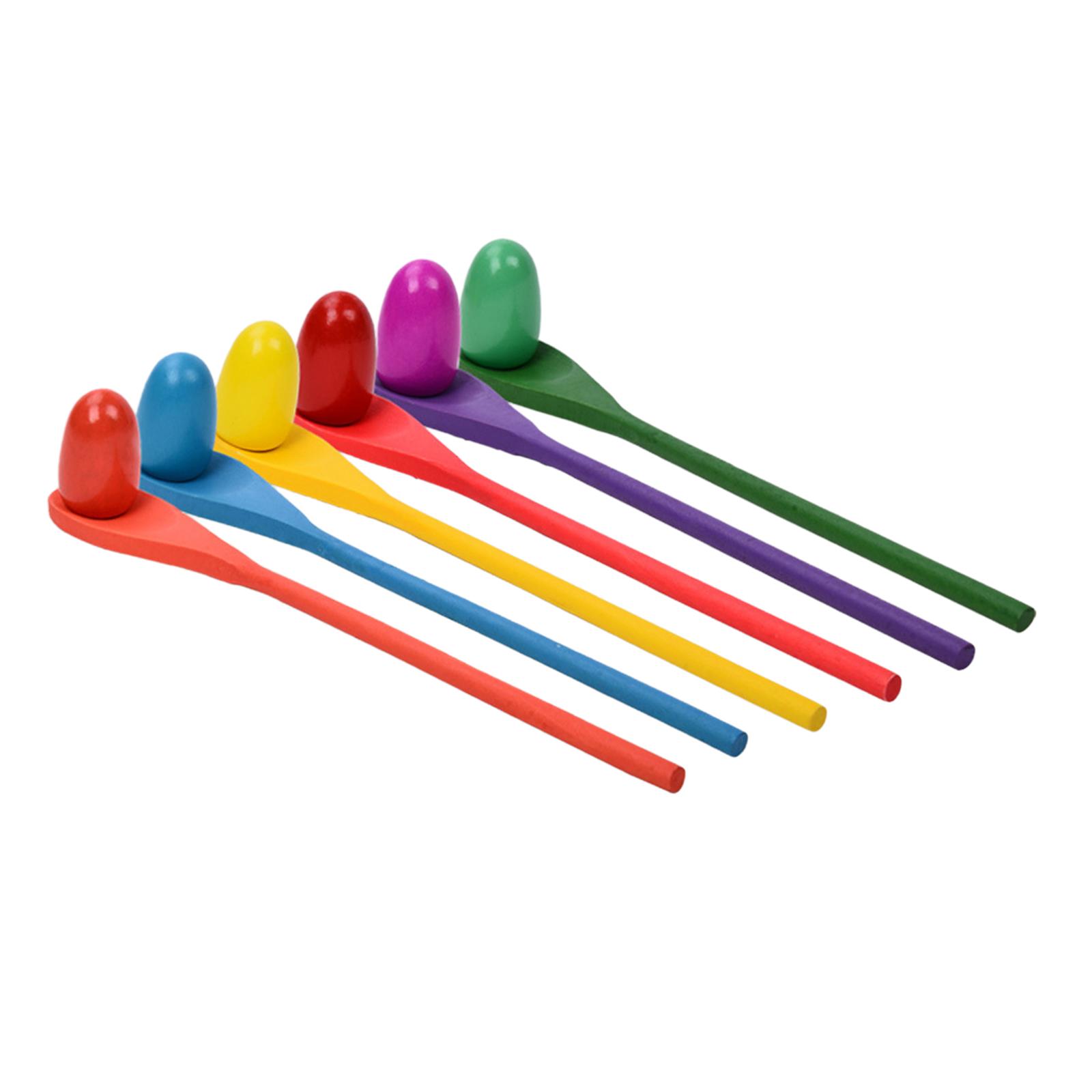 Kids Outdoor Games For Party - 6 Pieces Egg Spoon Race Game