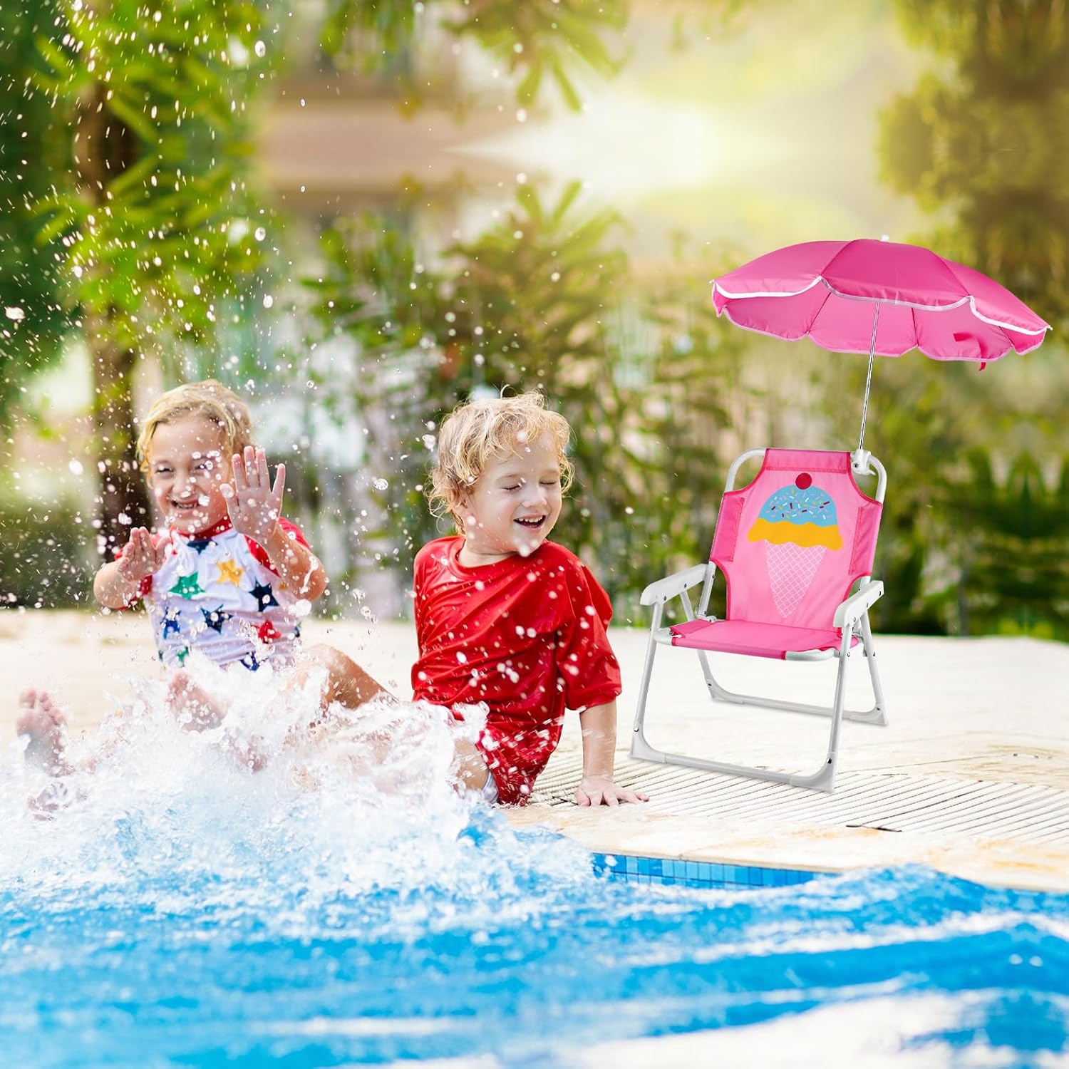 1 Set Folding Beach Chair with - Kids Outdoor Umbrella Chair review and price