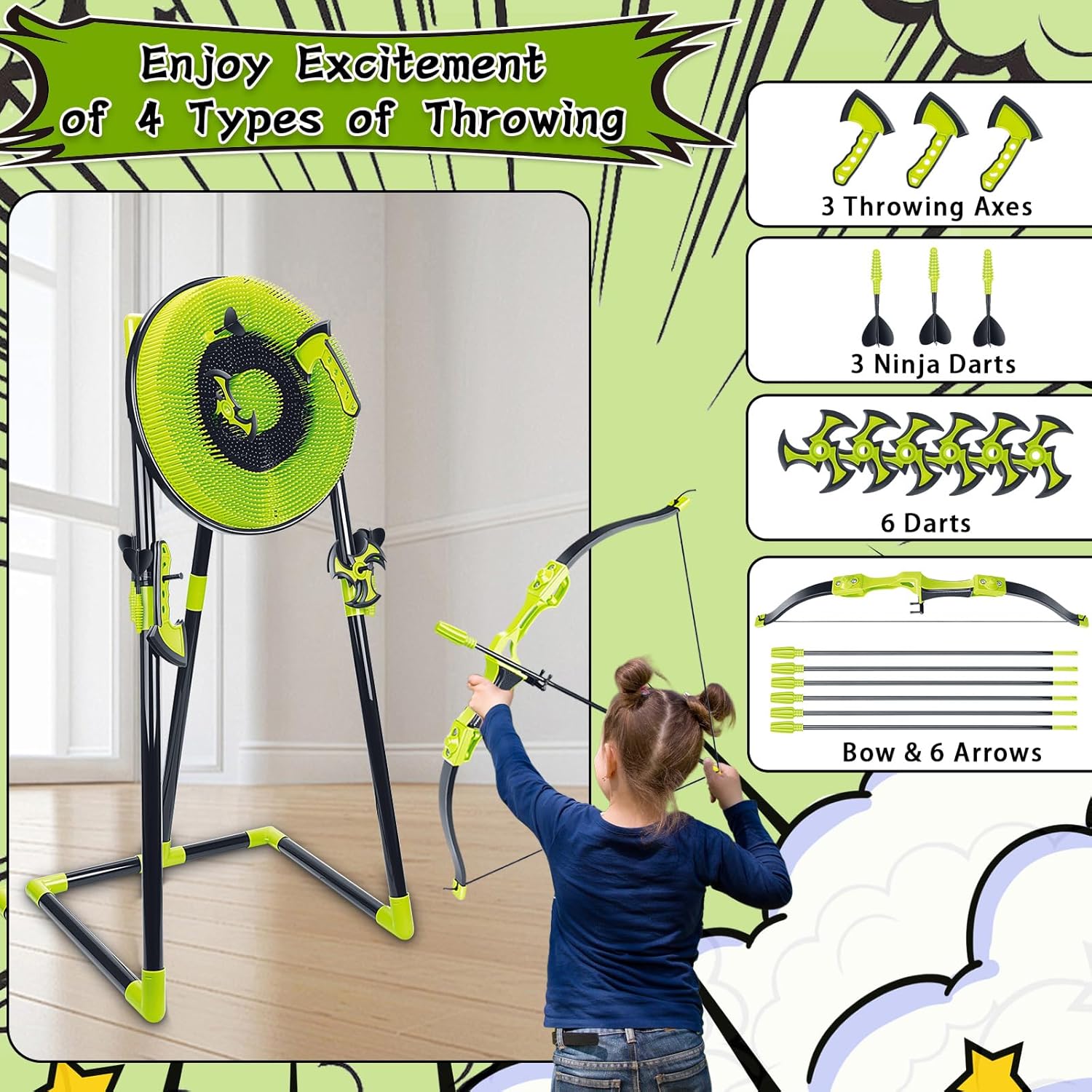 4 in 1 Axe Throwing Target Set - Kids Outdoor Ninja Set review and price