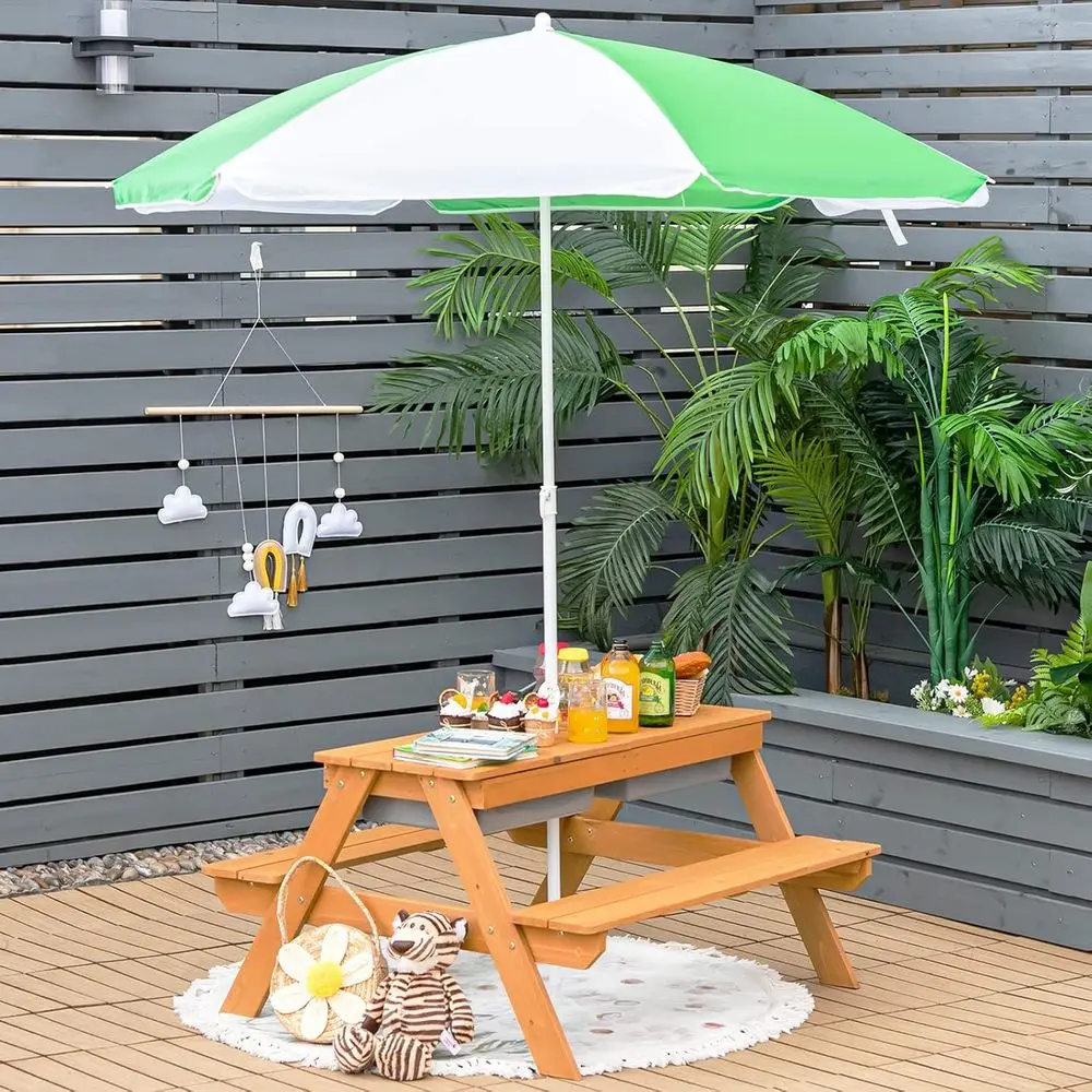 4-in-1 Wooden Sand & Water Pic - Kids Outdoor Umbrella review and price