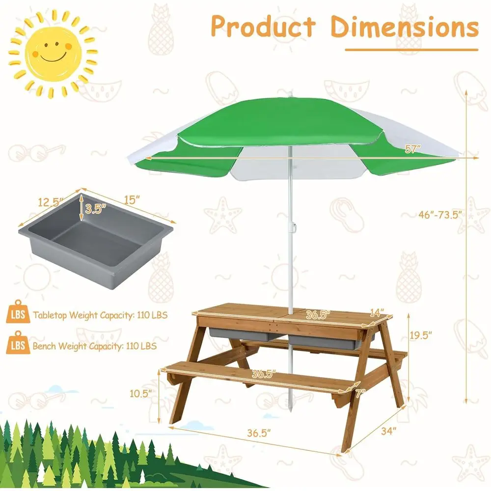 4-in-1 Wooden Sand & Water Pic - Kids Outdoor Umbrella review and price