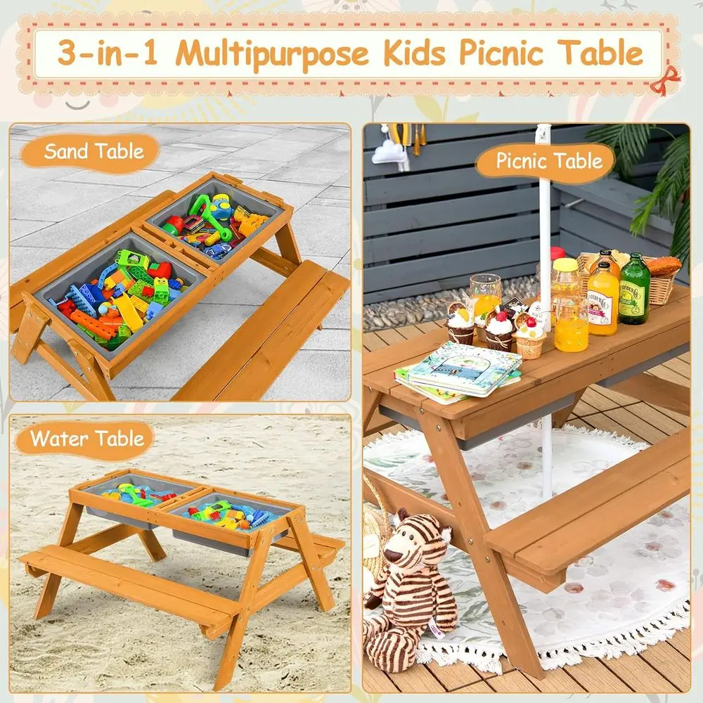 4-in-1 Wooden Sand & Water Pic - Kids Outdoor Umbrella review and price