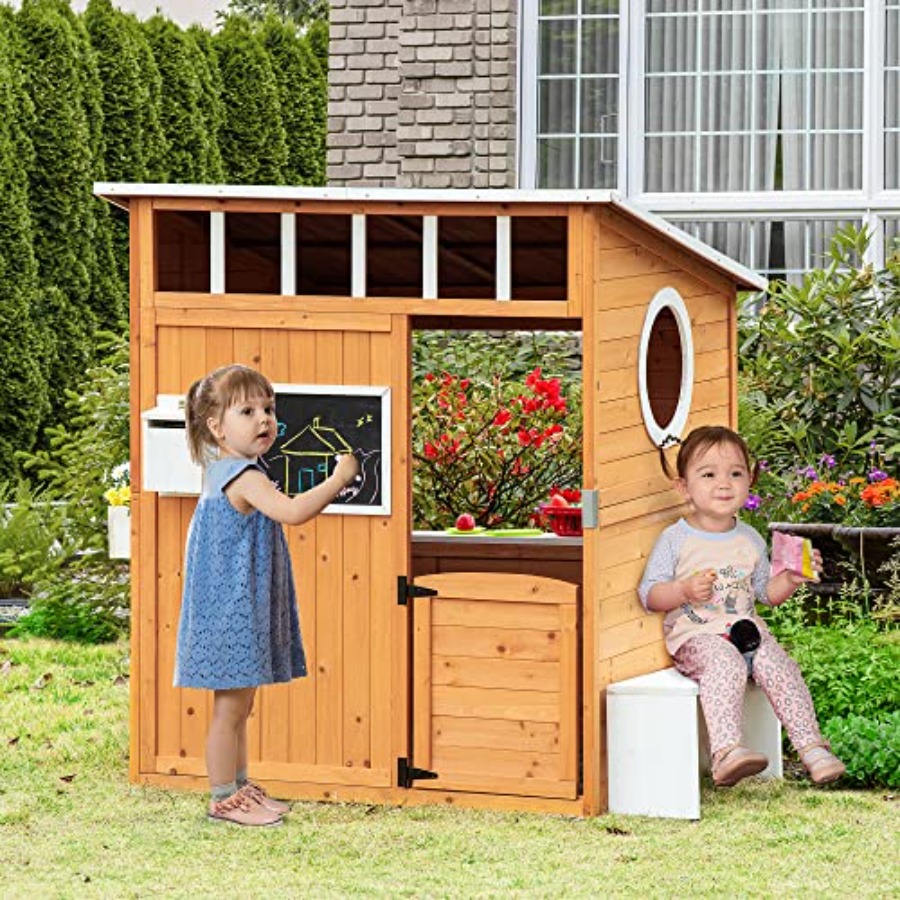 Outdoor Wooden Playhouse For K - Kids Outdoor Bench review and price