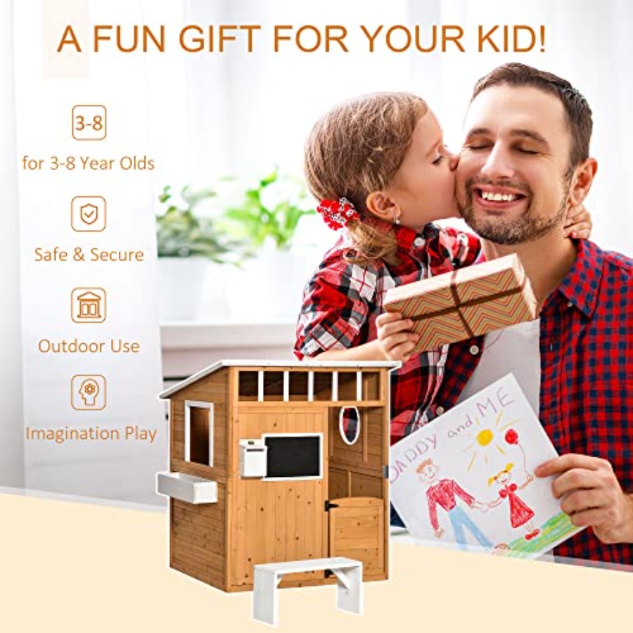 Outdoor Wooden Playhouse For K - Kids Outdoor Bench review and price