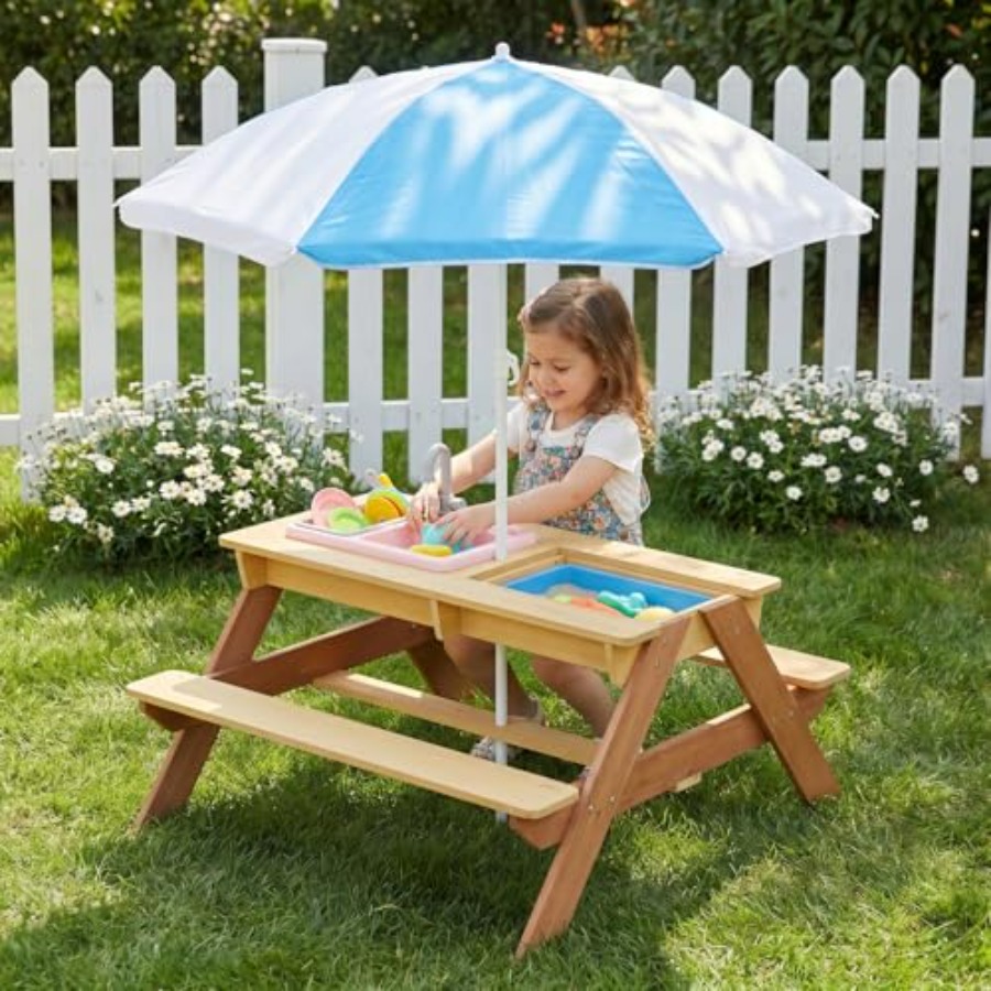 Outdoor kids picnic table with - Kids Outdoor Sink review and price