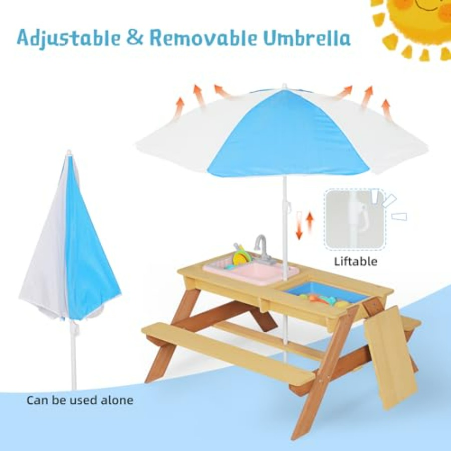 Outdoor kids picnic table with - Kids Outdoor Sink review and price