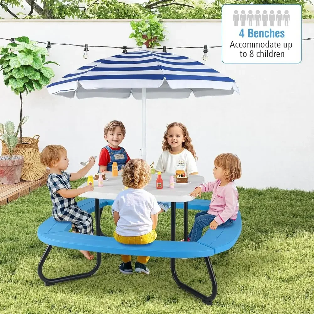 8-Person Kids Picnic Table wit - Kids Outdoor Umbrella review and price