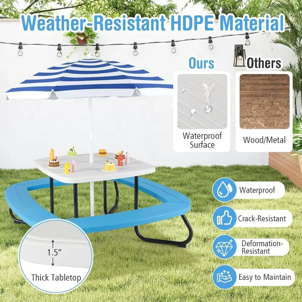 8-Person Kids Picnic Table wit - Kids Outdoor Umbrella review and price