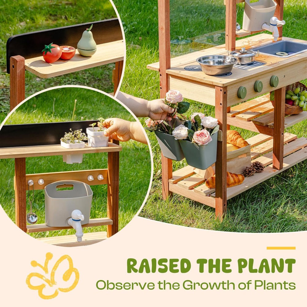 US Shipping Wooden Mud Kitchen - Kids Outdoor Sink review and price