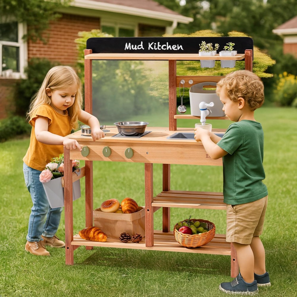 US Shipping Wooden Mud Kitchen - Kids Outdoor Sink review and price