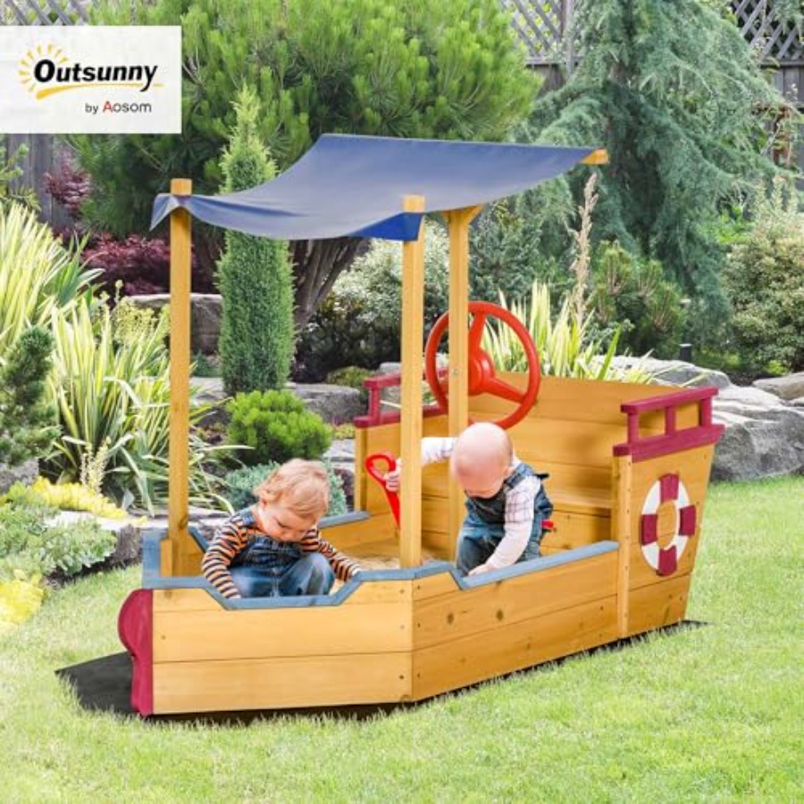 Outdoor wooden kids sandbox sh - Kids Outdoor Bench review and price