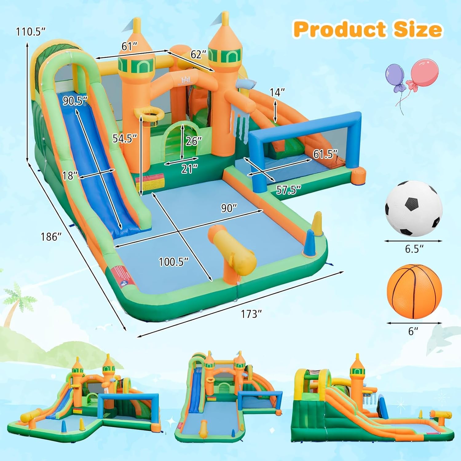 9-in-1 Inflatable Water Park B - Kids Outdoor Jumping Castle review and price