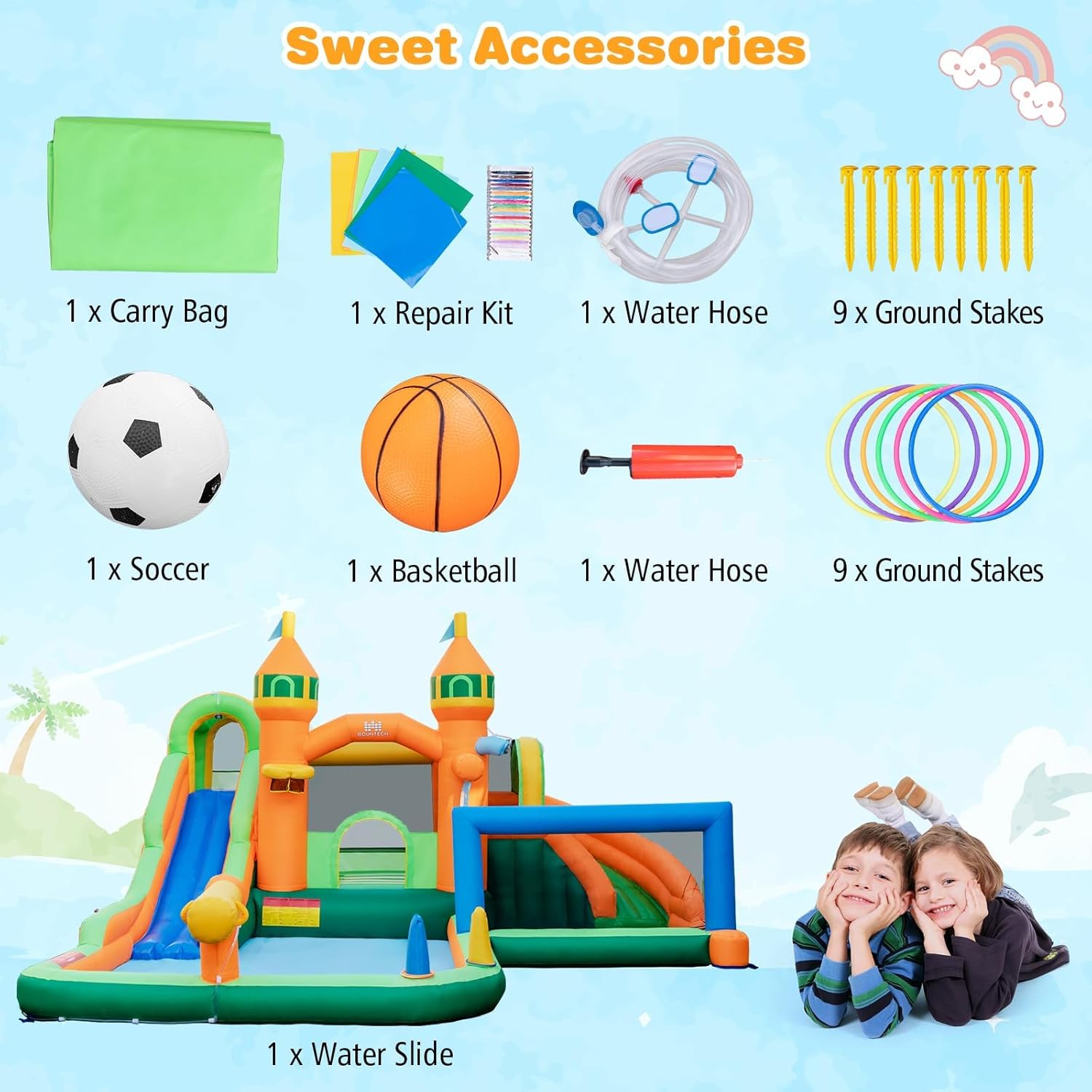 9-in-1 Inflatable Water Park B - Kids Outdoor Jumping Castle review and price