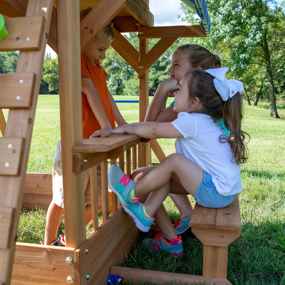 US Shipping Cedar Wood Backyar - Kids Outdoor Monkey Bar Set review and price