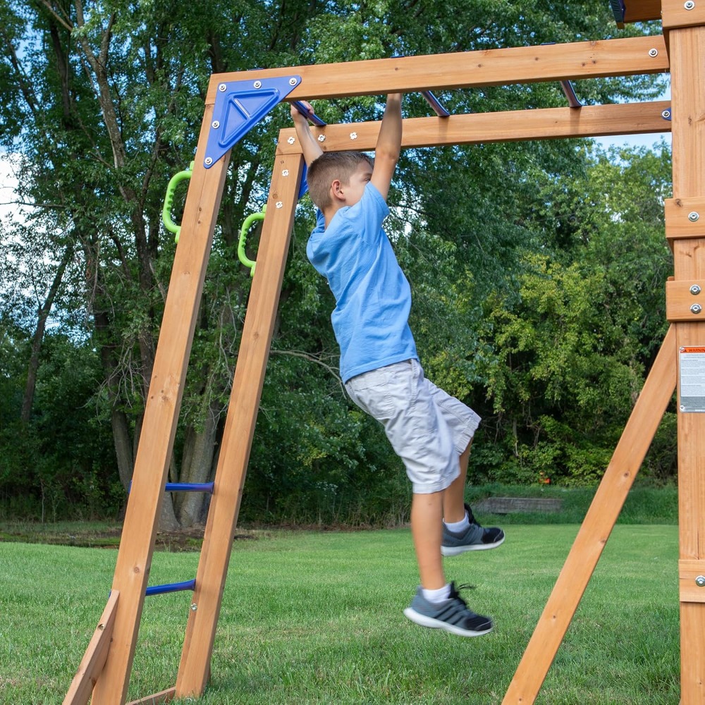 US Shipping Cedar Wood Backyar - Kids Outdoor Monkey Bar Set review and price