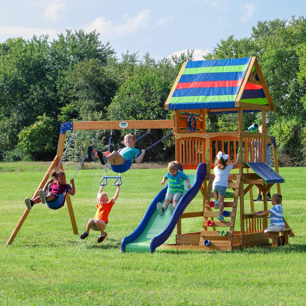 US Shipping Cedar Wood Backyar - Kids Outdoor Monkey Bar Set review and price
